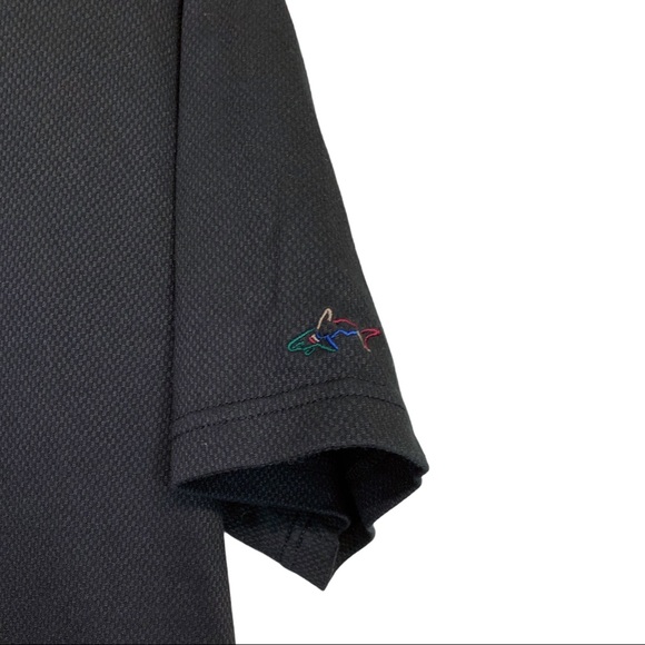 Greg Norman- Black 1/4 Button Down Polo Shirt L